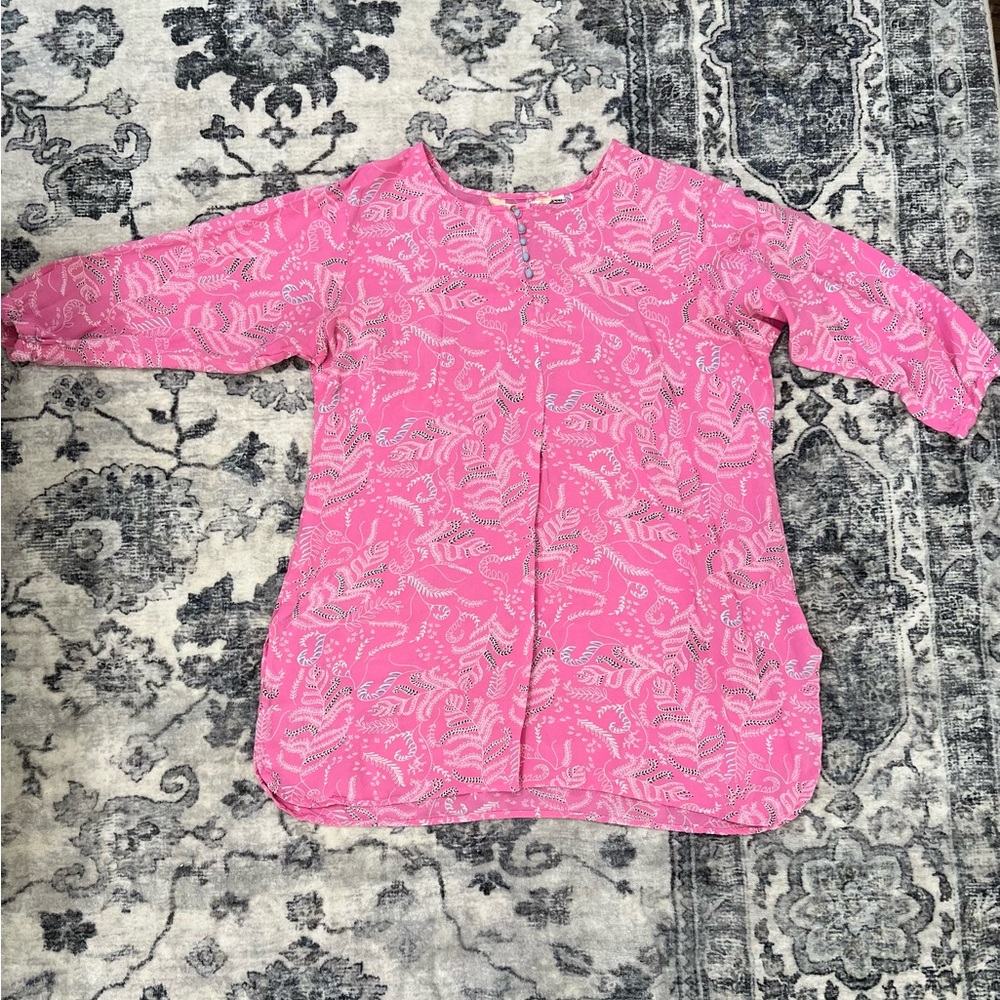 Women's White & Pink Floral Printed Tunic